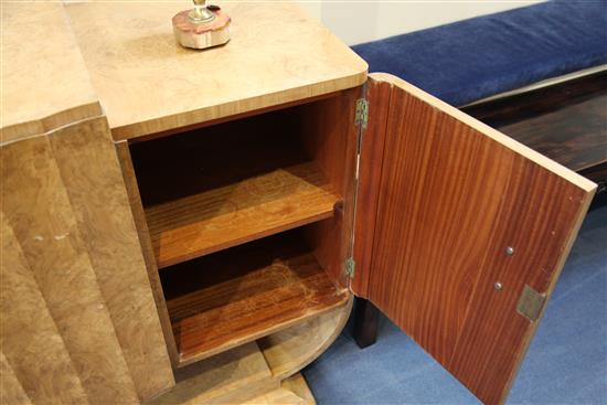 An Art Deco, probably Epstein, burr wood sideboard, W.5ft